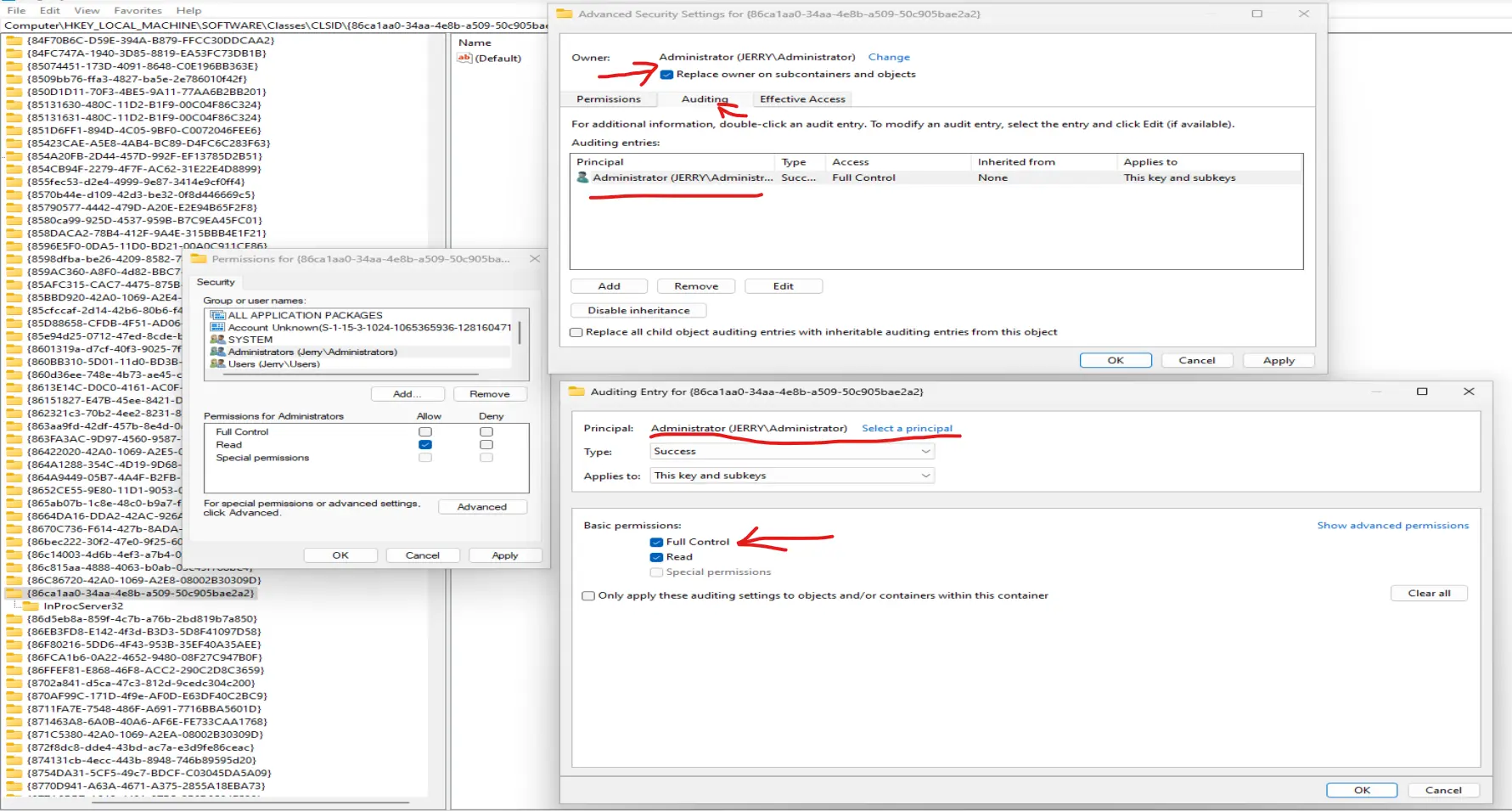 windows-11-change-registry-item-auditing-add-administrator